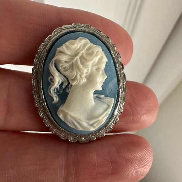 Vintage silver cameo pin brooch - Picture 3 of 3